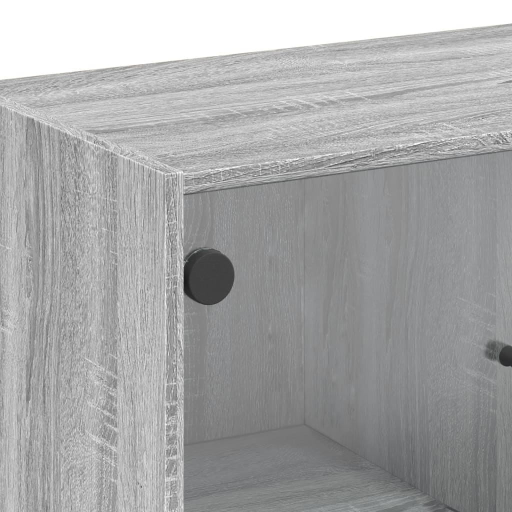 Armadio laterale con porte di vetro Sonoma grigio 68x37x75,5 cm