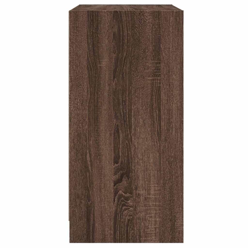 Armadio laterale con porte di vetro in rovere marrone 68x37x75,5 cm