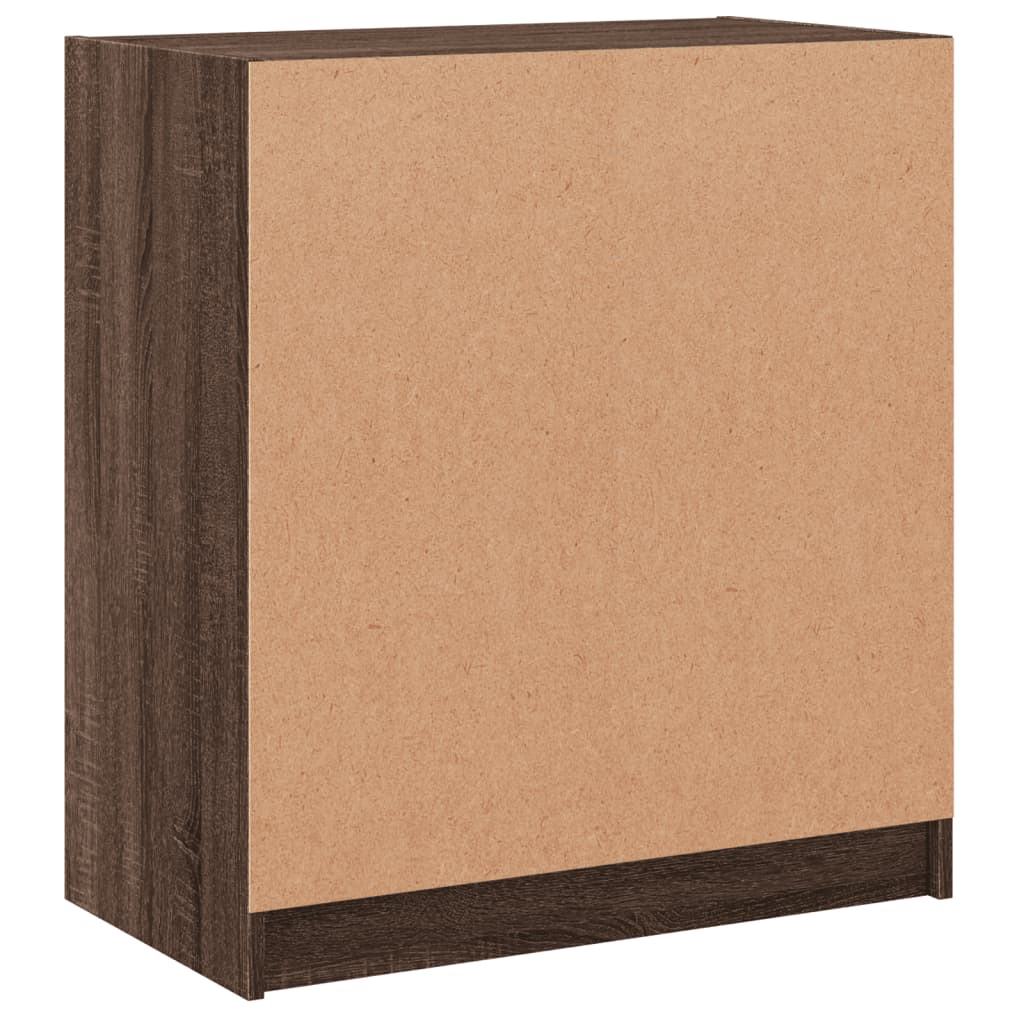 Armadio laterale con porte di vetro in rovere marrone 68x37x75,5 cm