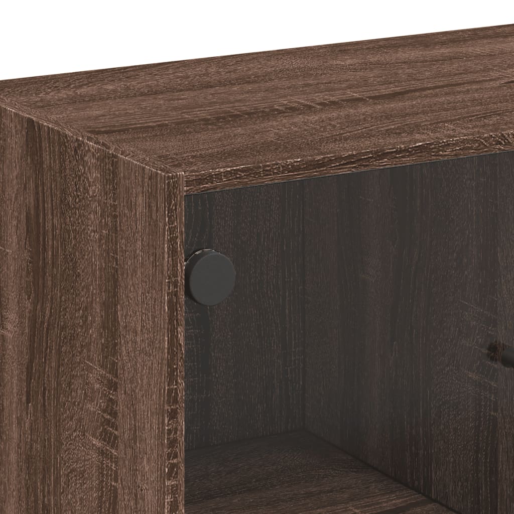 Armadio laterale con porte di vetro in rovere marrone 68x37x75,5 cm