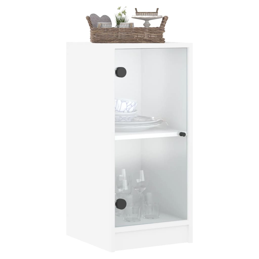 Armadio laterale con porte di vetro bianco 35x37x75,5 cm
