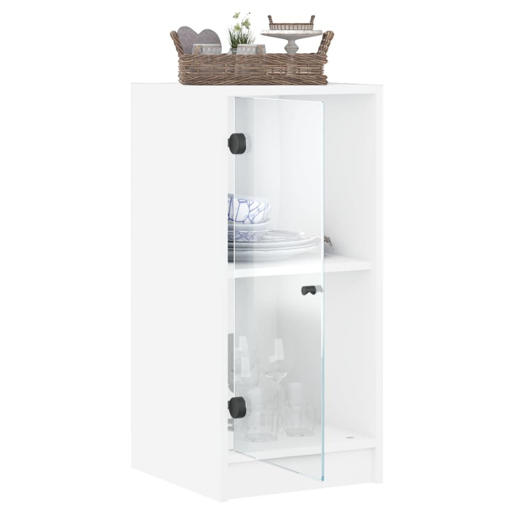 Armadio laterale con porte di vetro bianco 35x37x75,5 cm