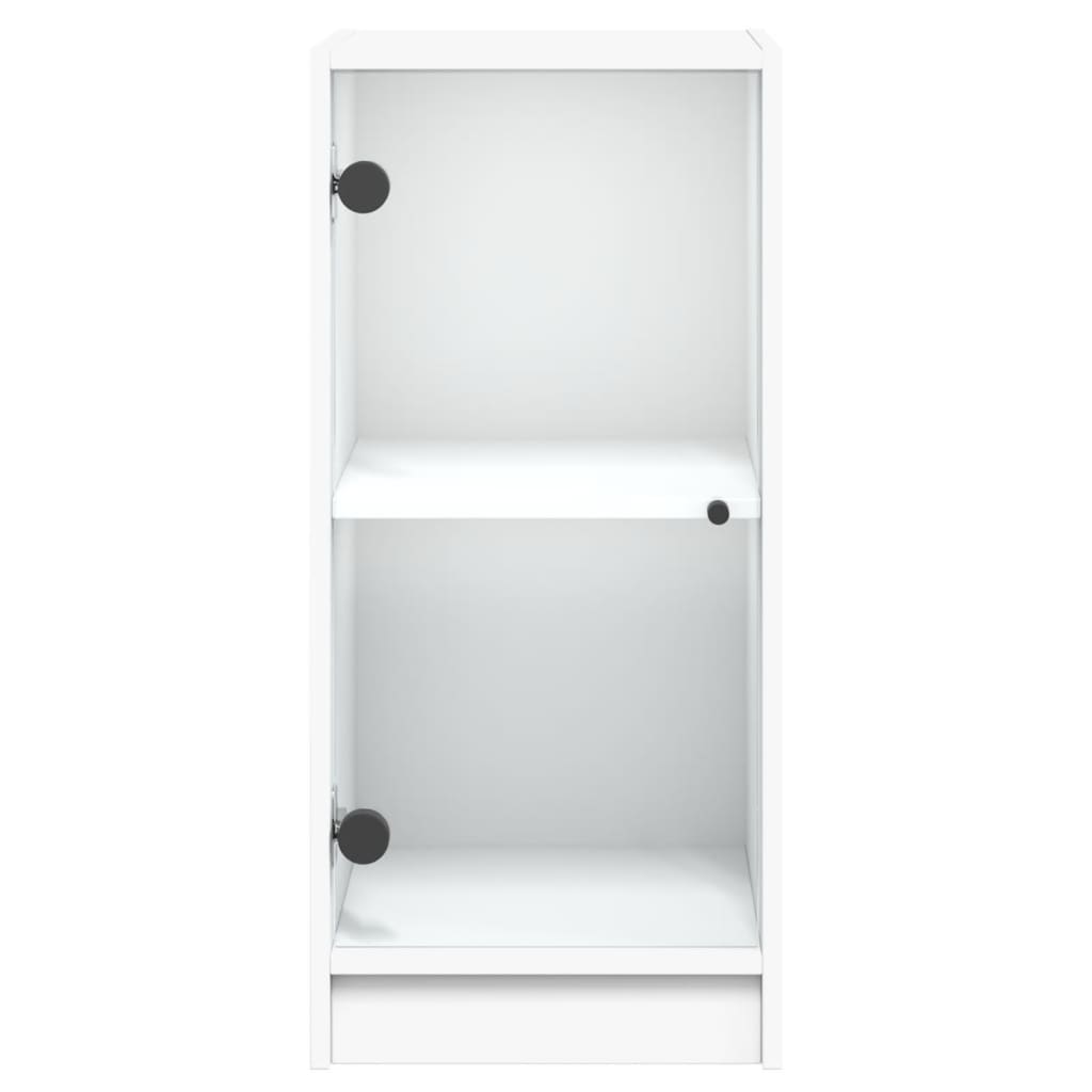 Armadio laterale con porte di vetro bianco 35x37x75,5 cm