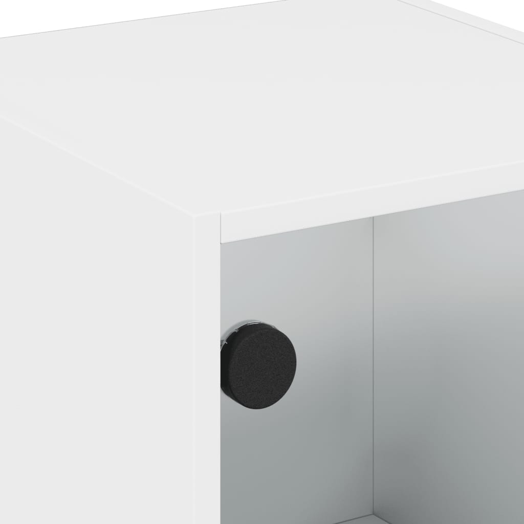 Armadio laterale con porte di vetro bianco 35x37x75,5 cm