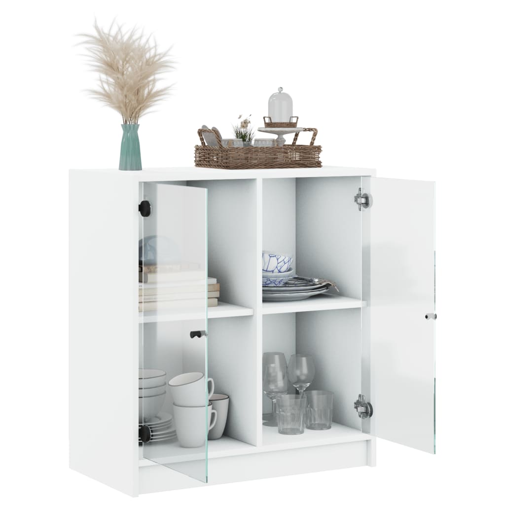 Armadio laterale con porte di vetro bianco 68x37x75,5 cm
