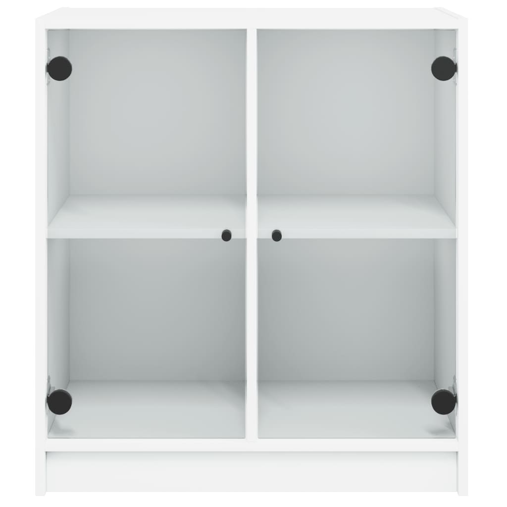 Armadio laterale con porte di vetro bianco 68x37x75,5 cm