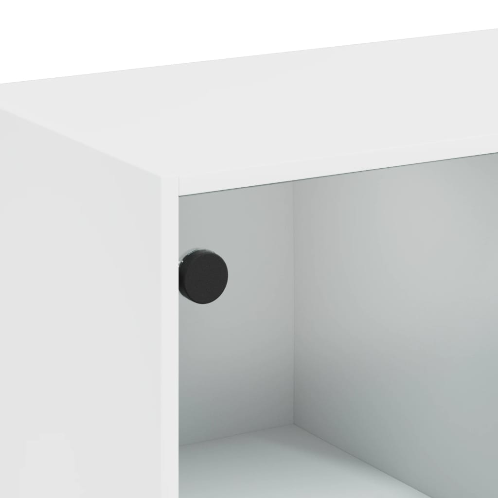 Armadio laterale con porte di vetro bianco 68x37x75,5 cm