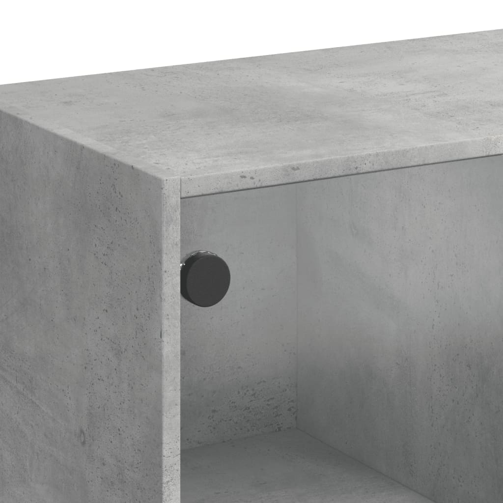 Armadio laterale con porte in vetro grigio in cemento 68x37x75,5 cm