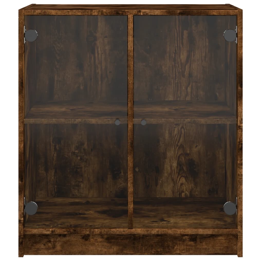 Armadio laterale con porte di vetro di quercia affumicate 68x37x75,5 cm