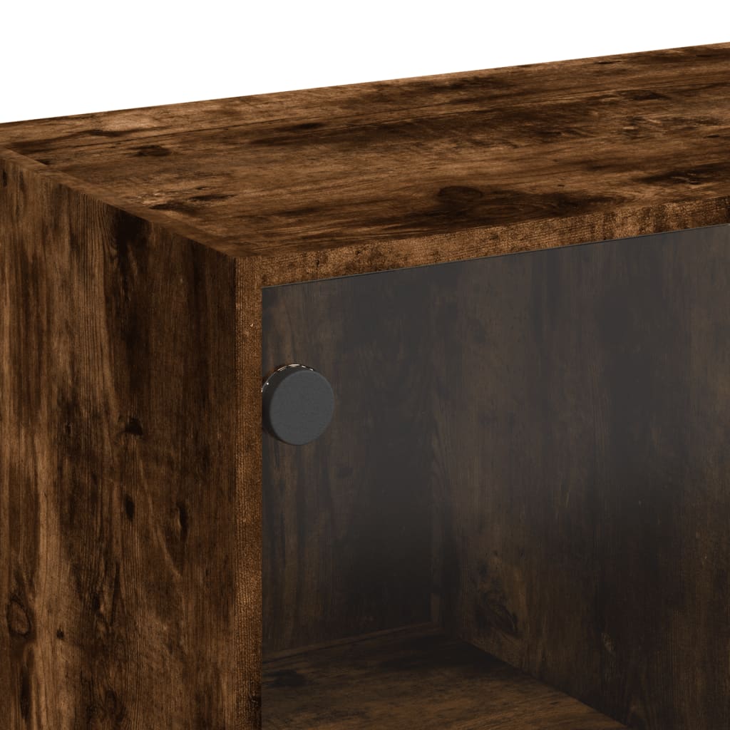 Armadio laterale con porte di vetro di quercia affumicate 68x37x75,5 cm
