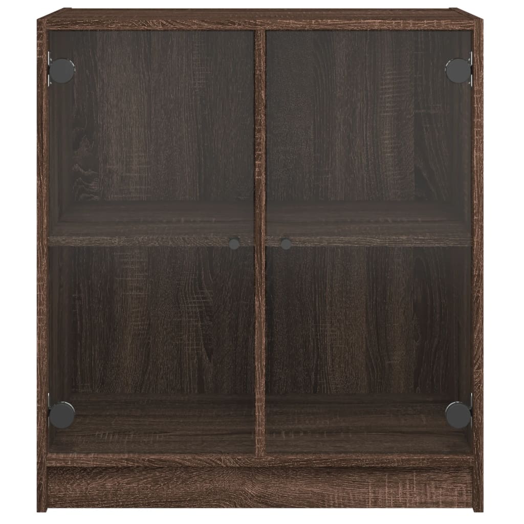 Armadio laterale con porte di vetro in rovere marrone 68x37x75,5 cm