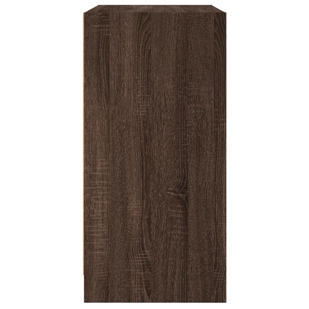Armadio laterale con porte di vetro in rovere marrone 68x37x75,5 cm