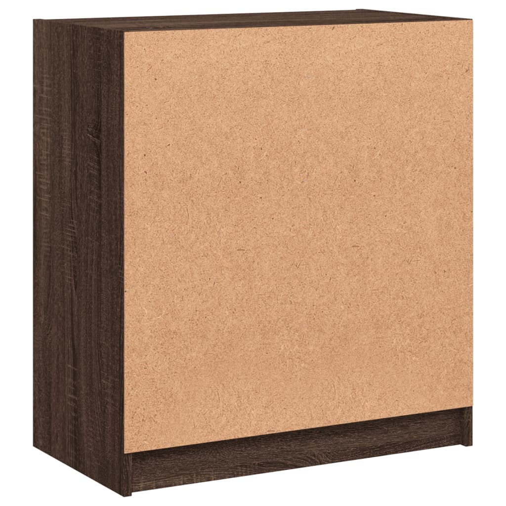 Armadio laterale con porte di vetro in rovere marrone 68x37x75,5 cm