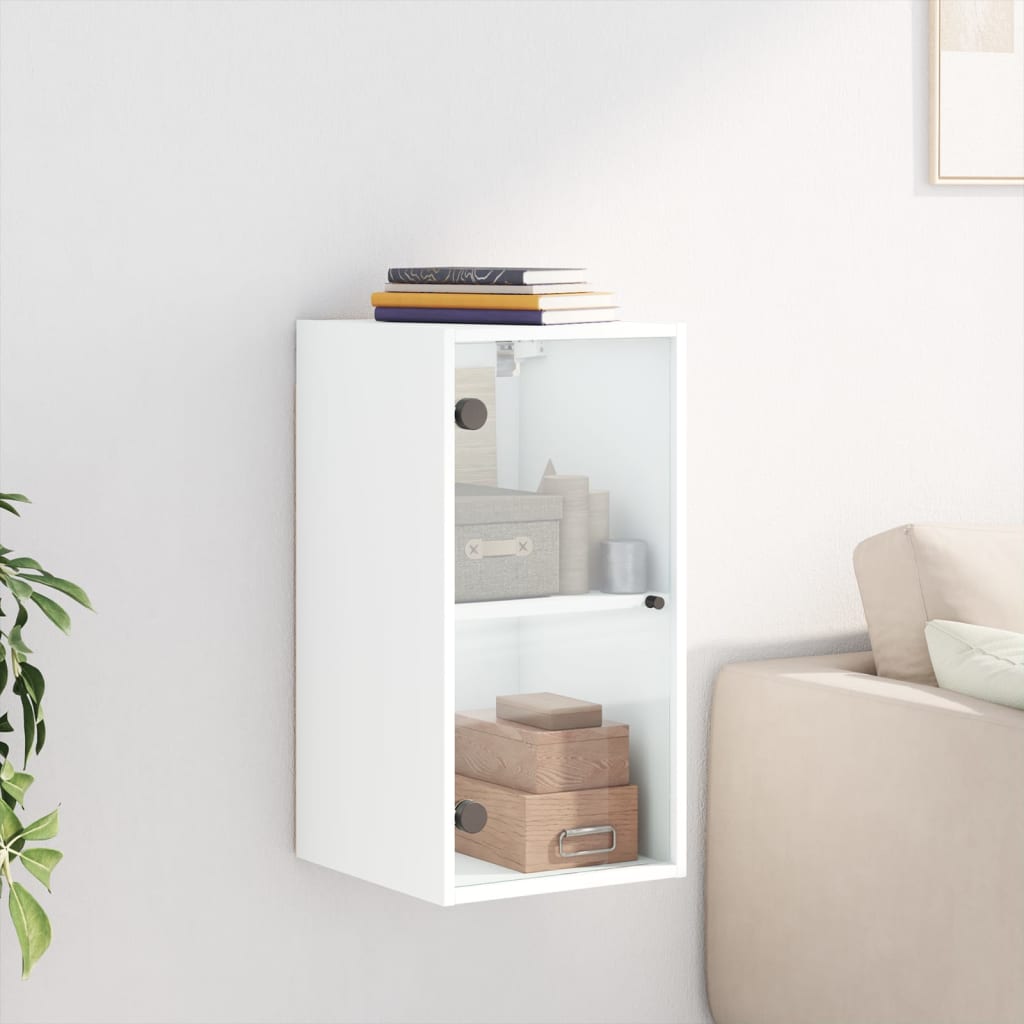 Wall cabinet with white glass doors 35x37x68.5 cm