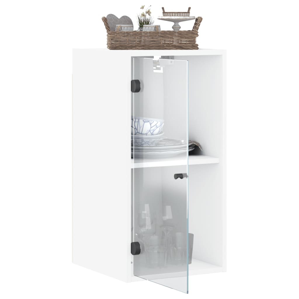 Wall cabinet with white glass doors 35x37x68.5 cm