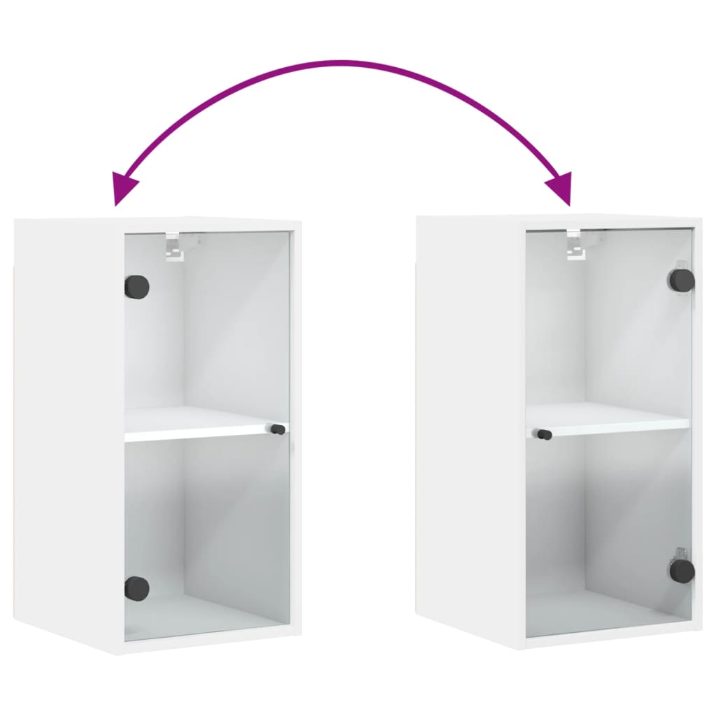 Wall cabinet with white glass doors 35x37x68.5 cm