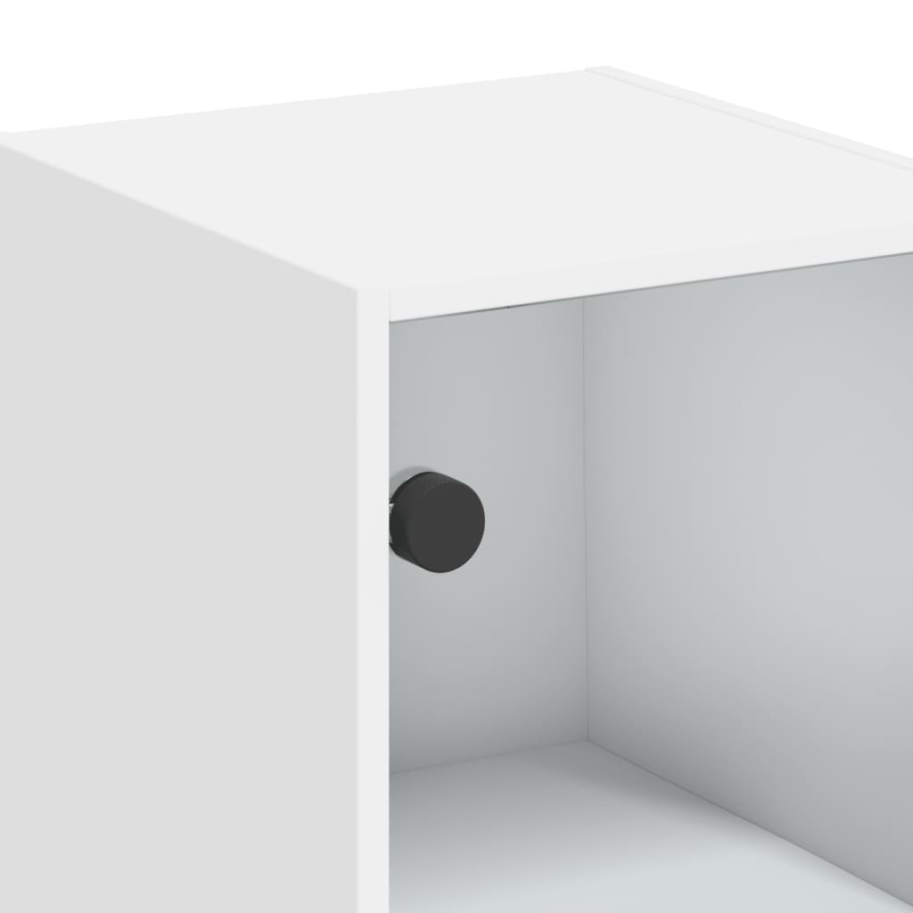 Wall cabinet with white glass doors 35x37x68.5 cm
