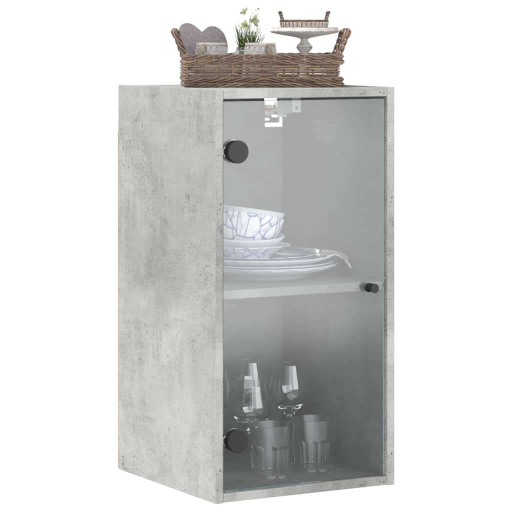 Wall cabinet with concrete gray glass doors 35x37x68.5 cm
