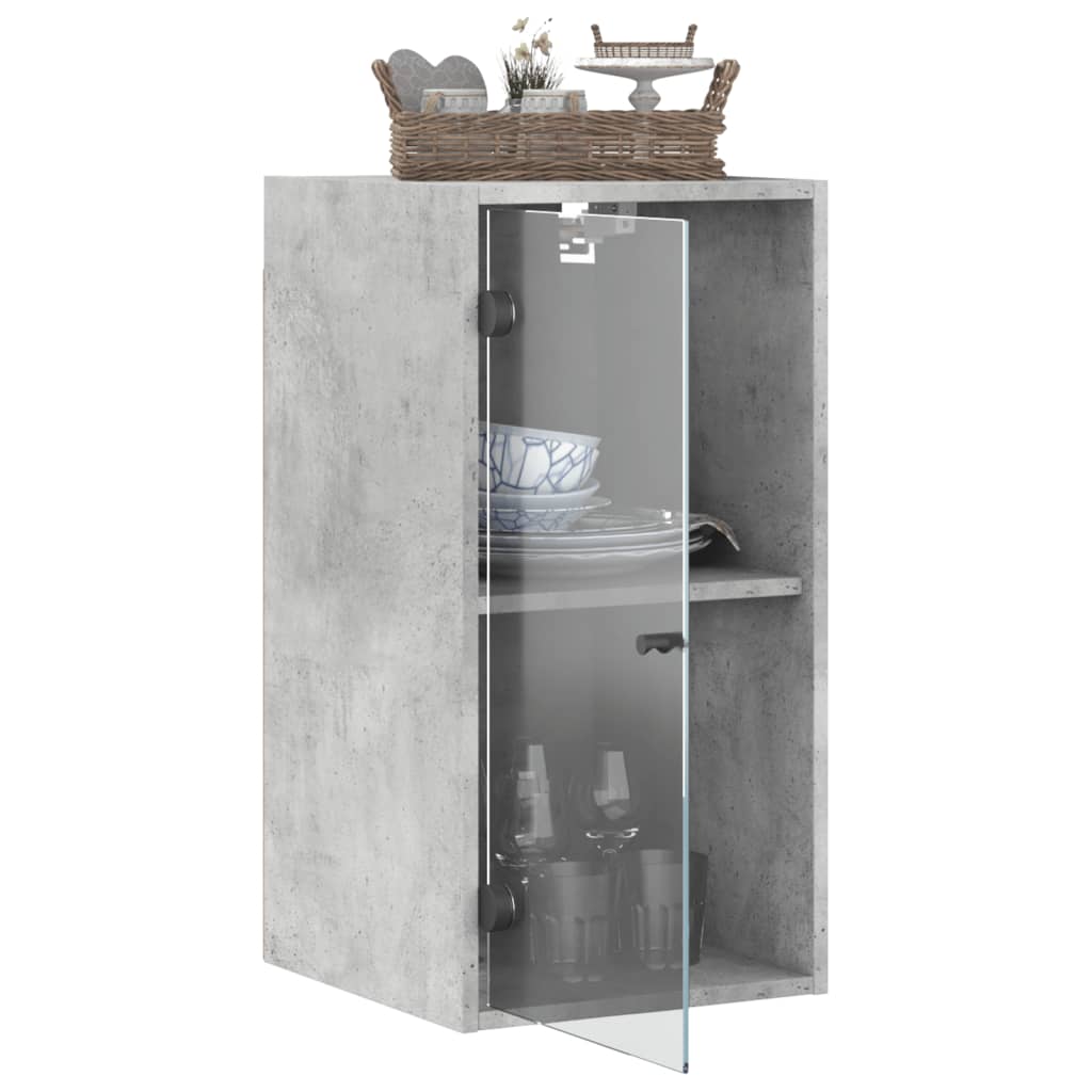 Wall cabinet with concrete gray glass doors 35x37x68.5 cm