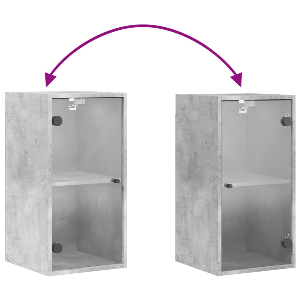 Wall cabinet with concrete gray glass doors 35x37x68.5 cm