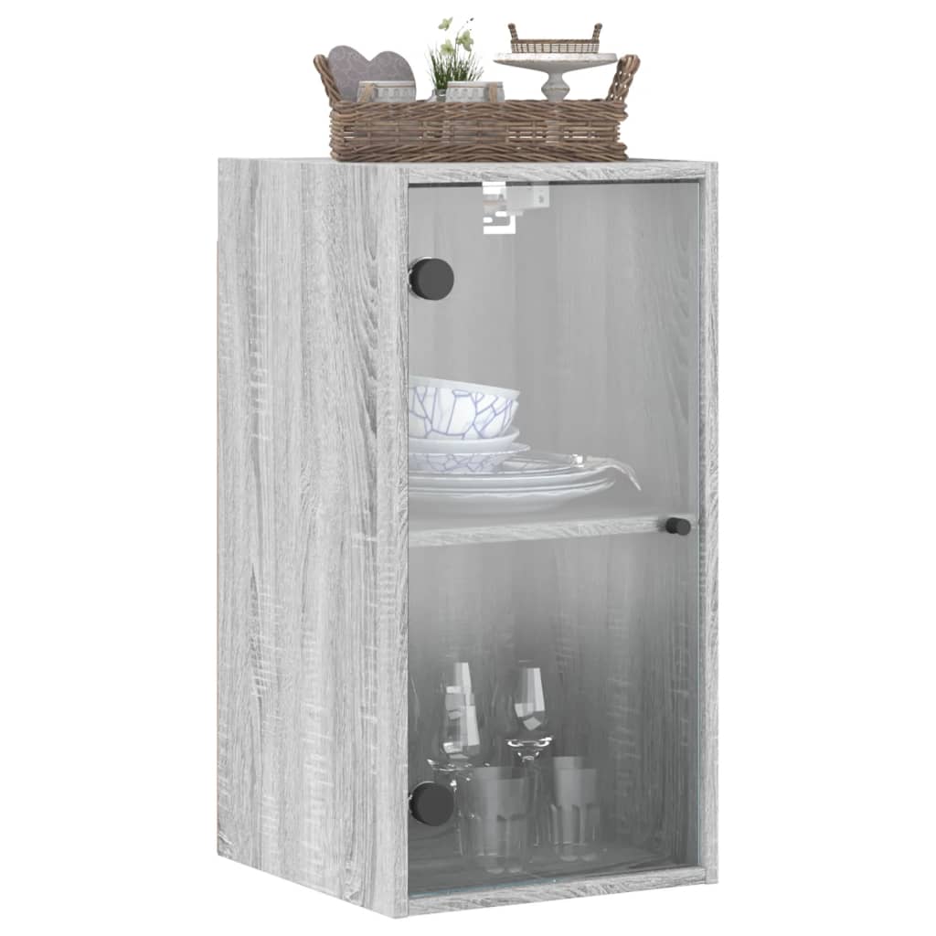 Wall cabinet with Gray Sonoma Glass Doors 35x37x68.5 cm