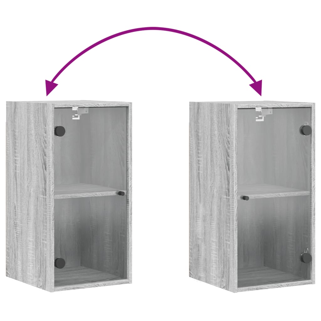 Wall cabinet with Gray Sonoma Glass Doors 35x37x68.5 cm