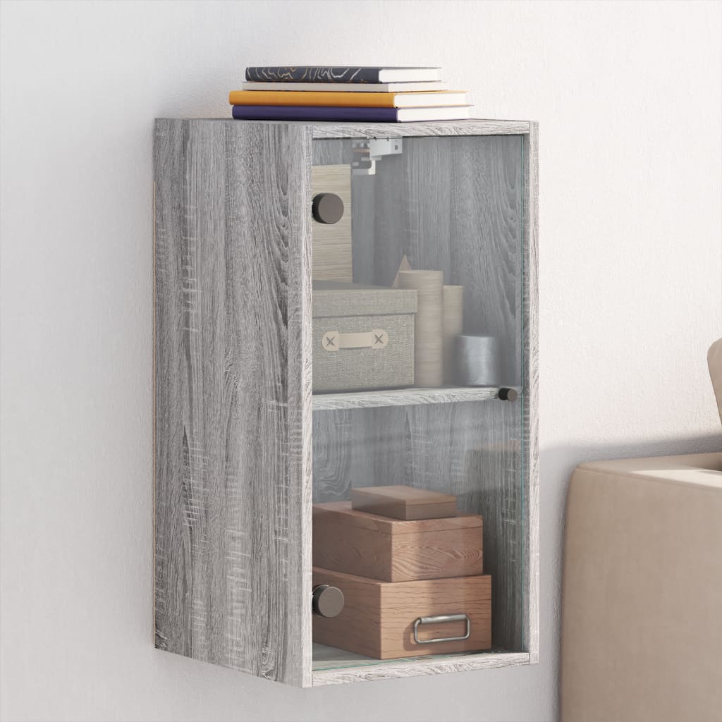 Wall cabinet with Gray Sonoma Glass Doors 35x37x68.5 cm