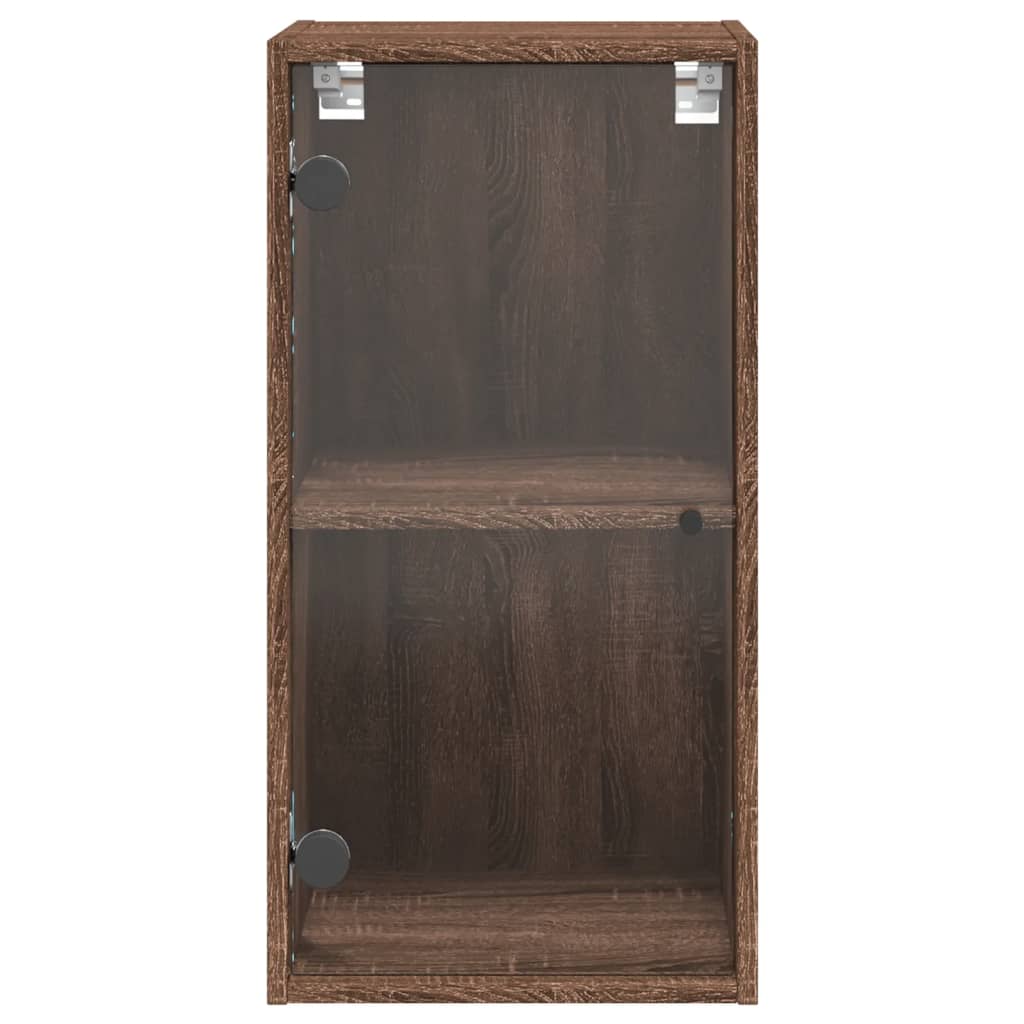 Wall cabinet with brown oak glass doors 35x37x68.5 cm