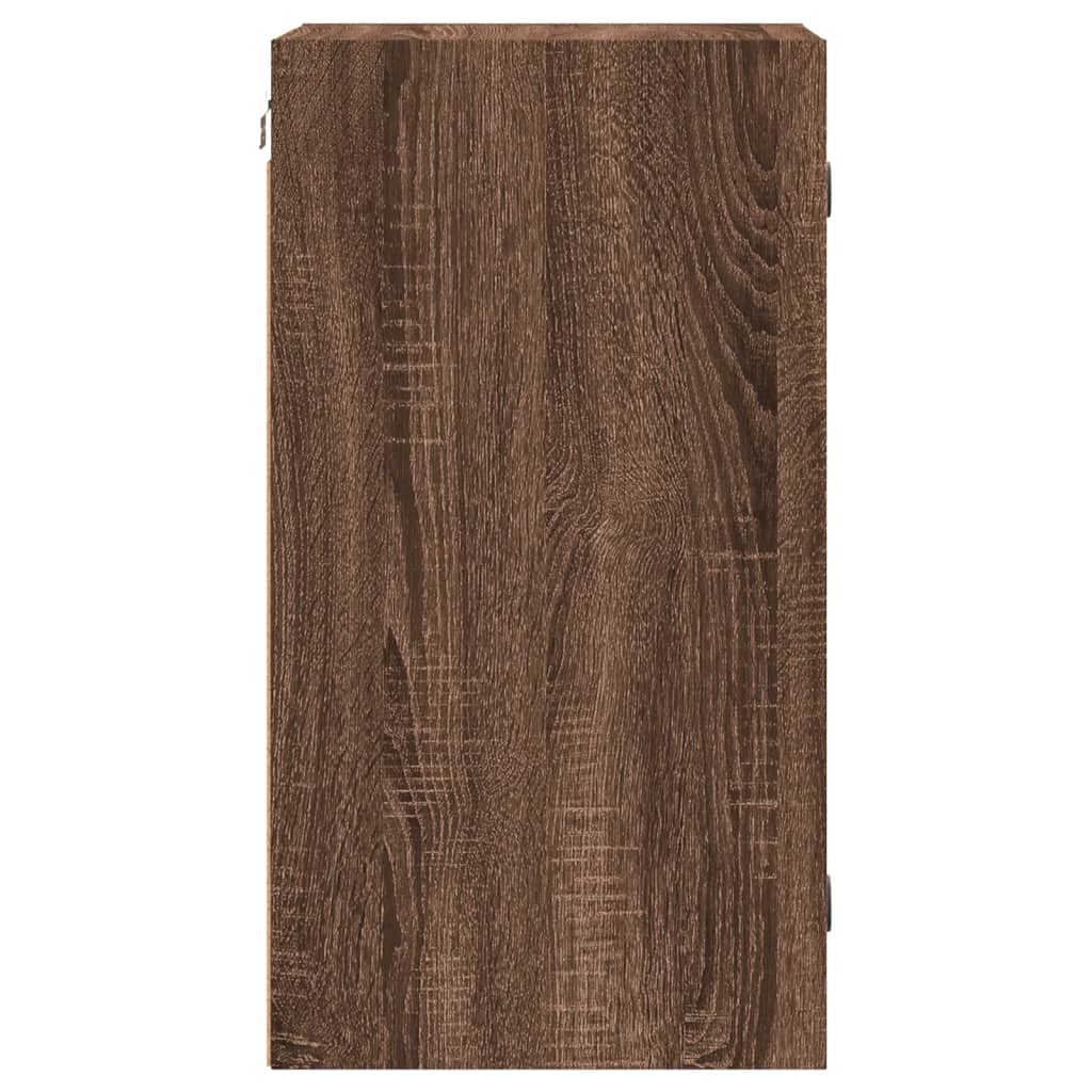 Wall cabinet with brown oak glass doors 35x37x68.5 cm