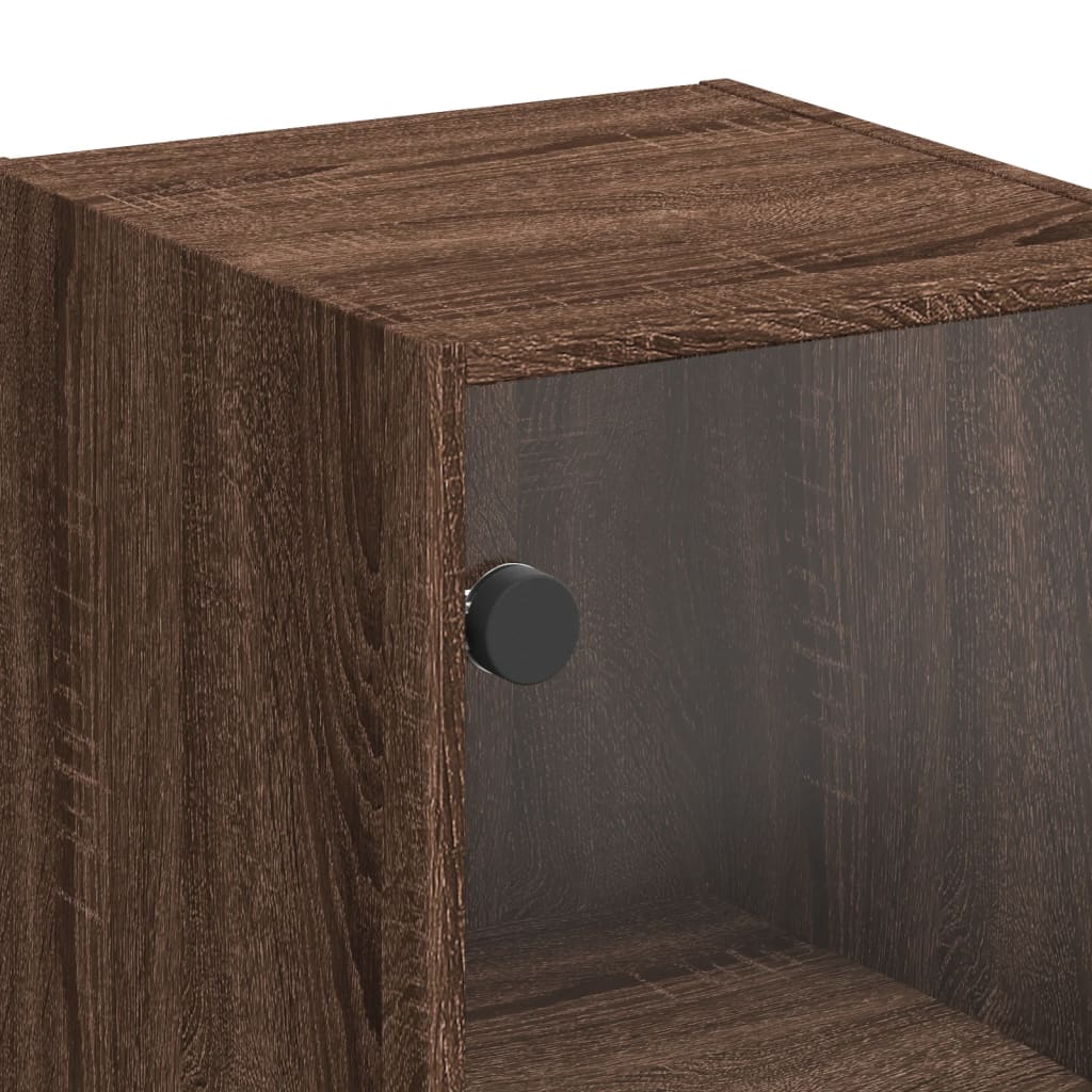 Wall cabinet with brown oak glass doors 35x37x68.5 cm