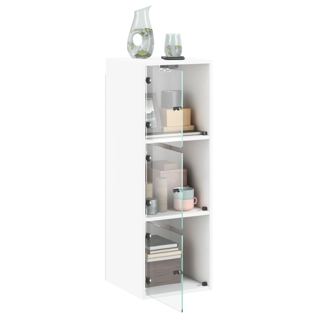 Wall cabinet with white glass doors 35x37x100 cm