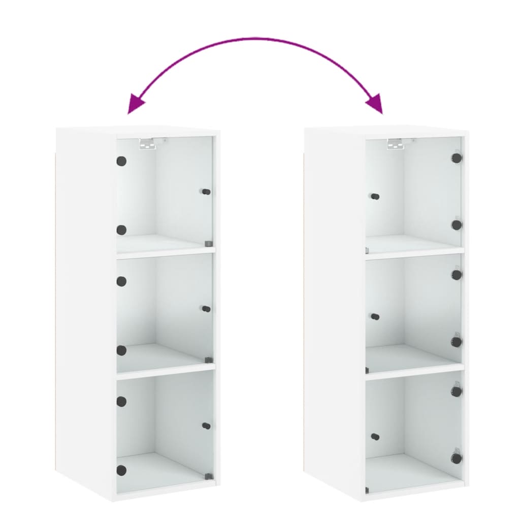 Wall cabinet with white glass doors 35x37x100 cm