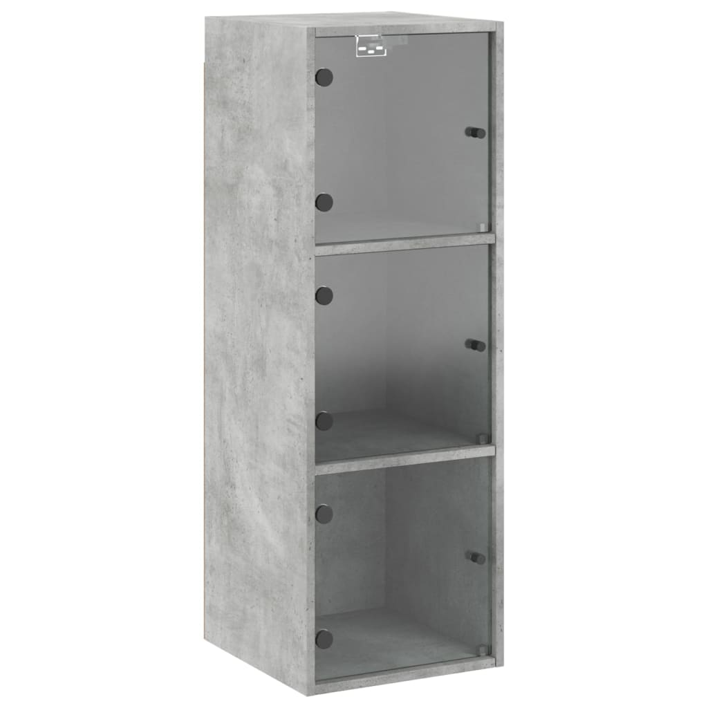 Wall cabinet with concrete gray glass doors 35x37x100 cm