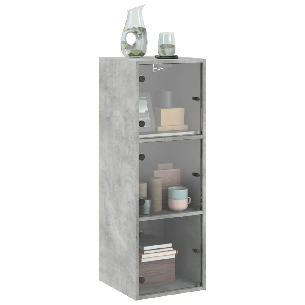 Wall cabinet with concrete gray glass doors 35x37x100 cm