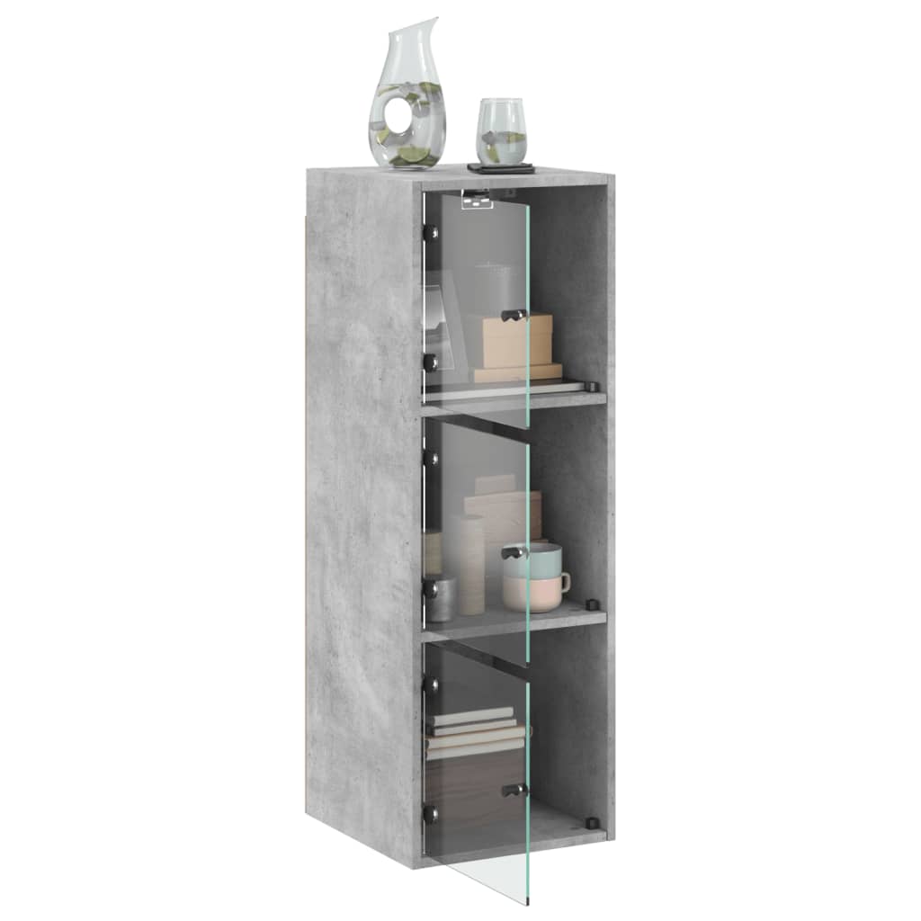 Wall cabinet with concrete gray glass doors 35x37x100 cm