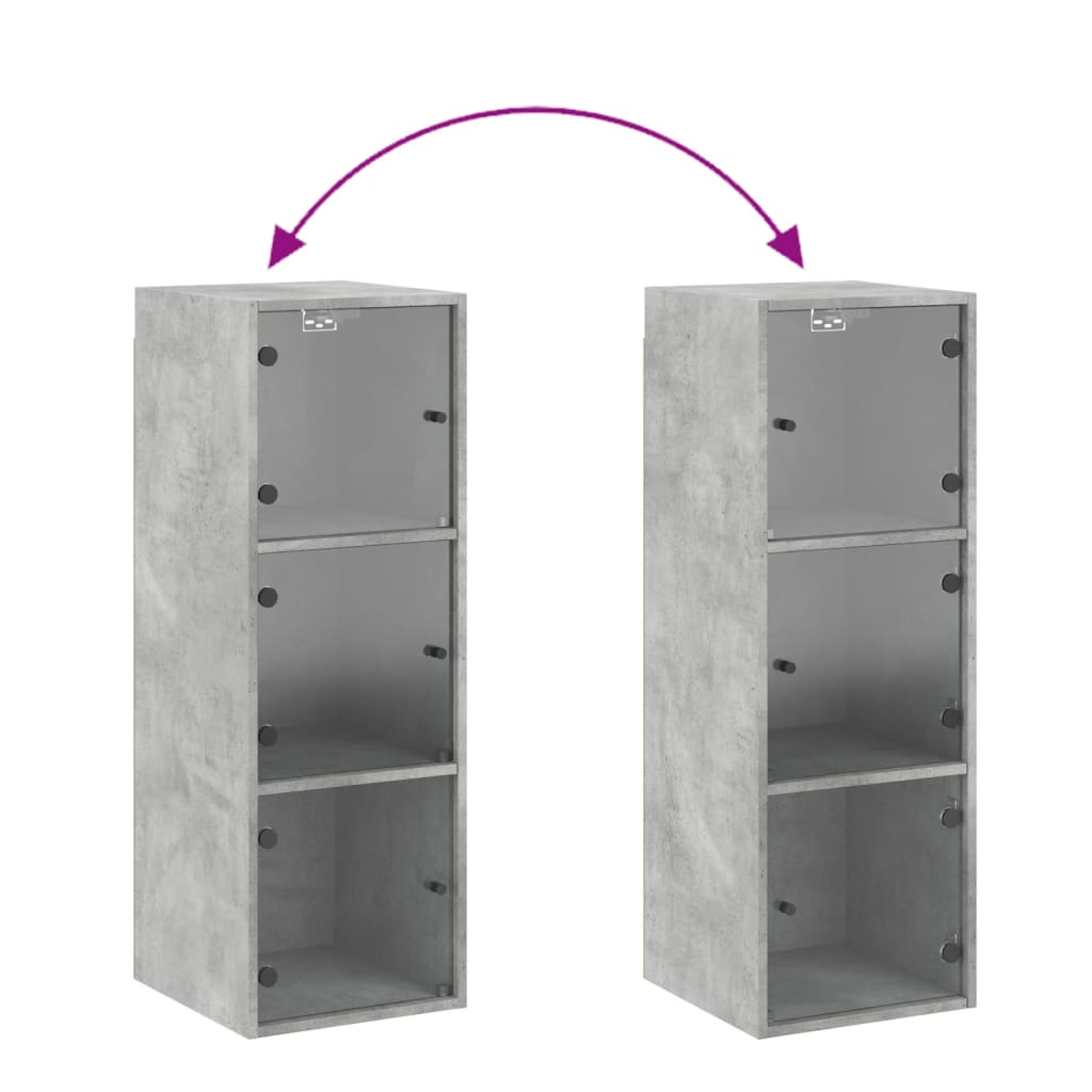 Wall cabinet with concrete gray glass doors 35x37x100 cm