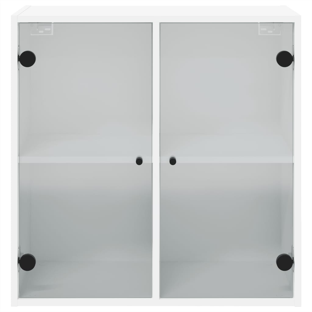 Wall cabinet with white glass doors 68x37x68.5 cm