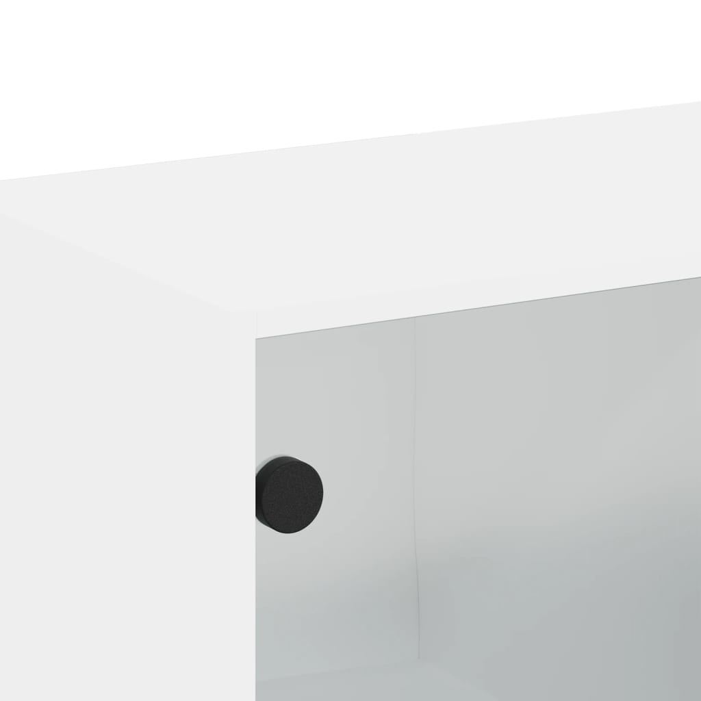 Wall cabinet with white glass doors 68x37x68.5 cm