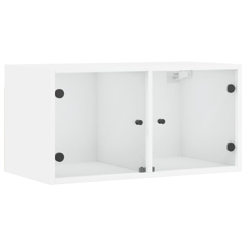 Wall cabinet with white glass doors 68.5x37x35 cm