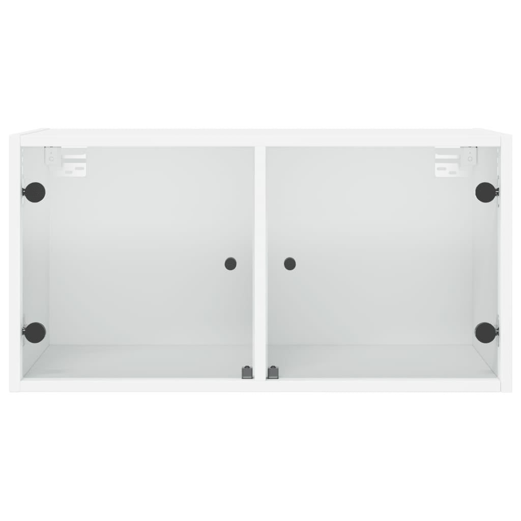 Wall cabinet with white glass doors 68.5x37x35 cm