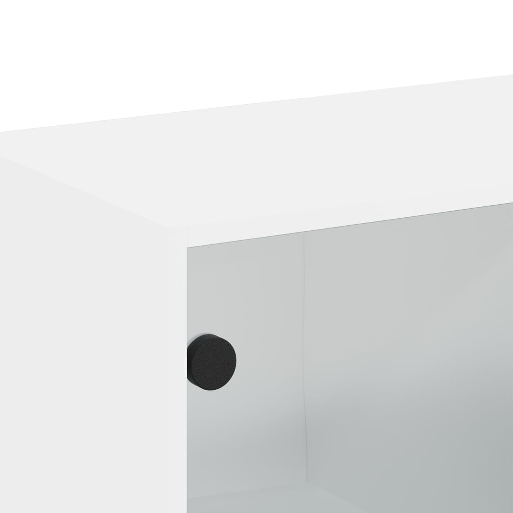 Wall cabinet with white glass doors 68.5x37x35 cm