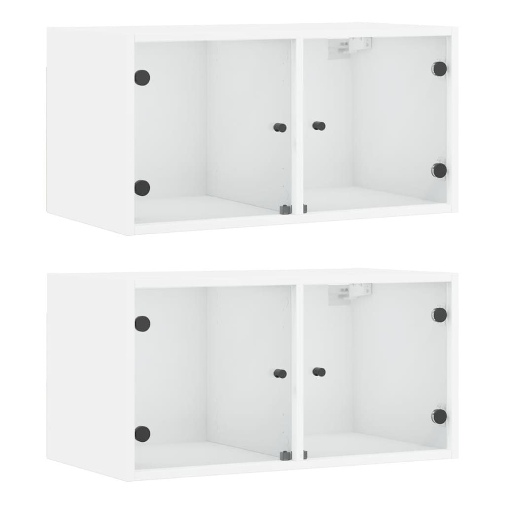 Wall cabinets with glass doors 2 pcs white 68.5x37x35 cm