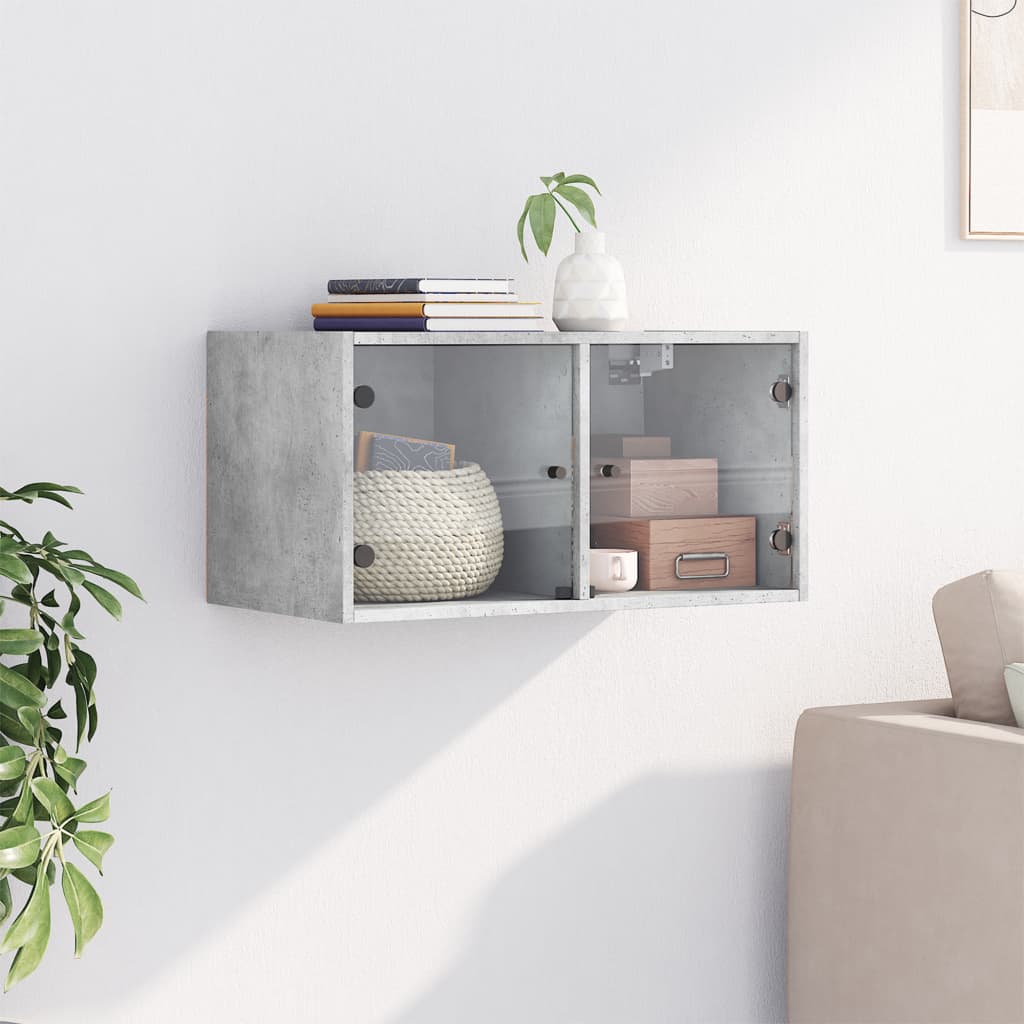Wall cabinet with concrete gray glass doors 68.5x37x35 cm