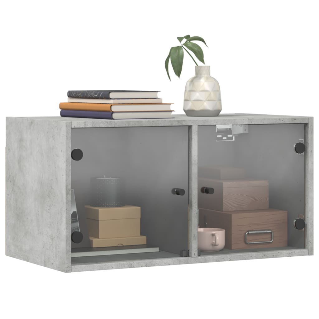 Wall cabinet with concrete gray glass doors 68.5x37x35 cm
