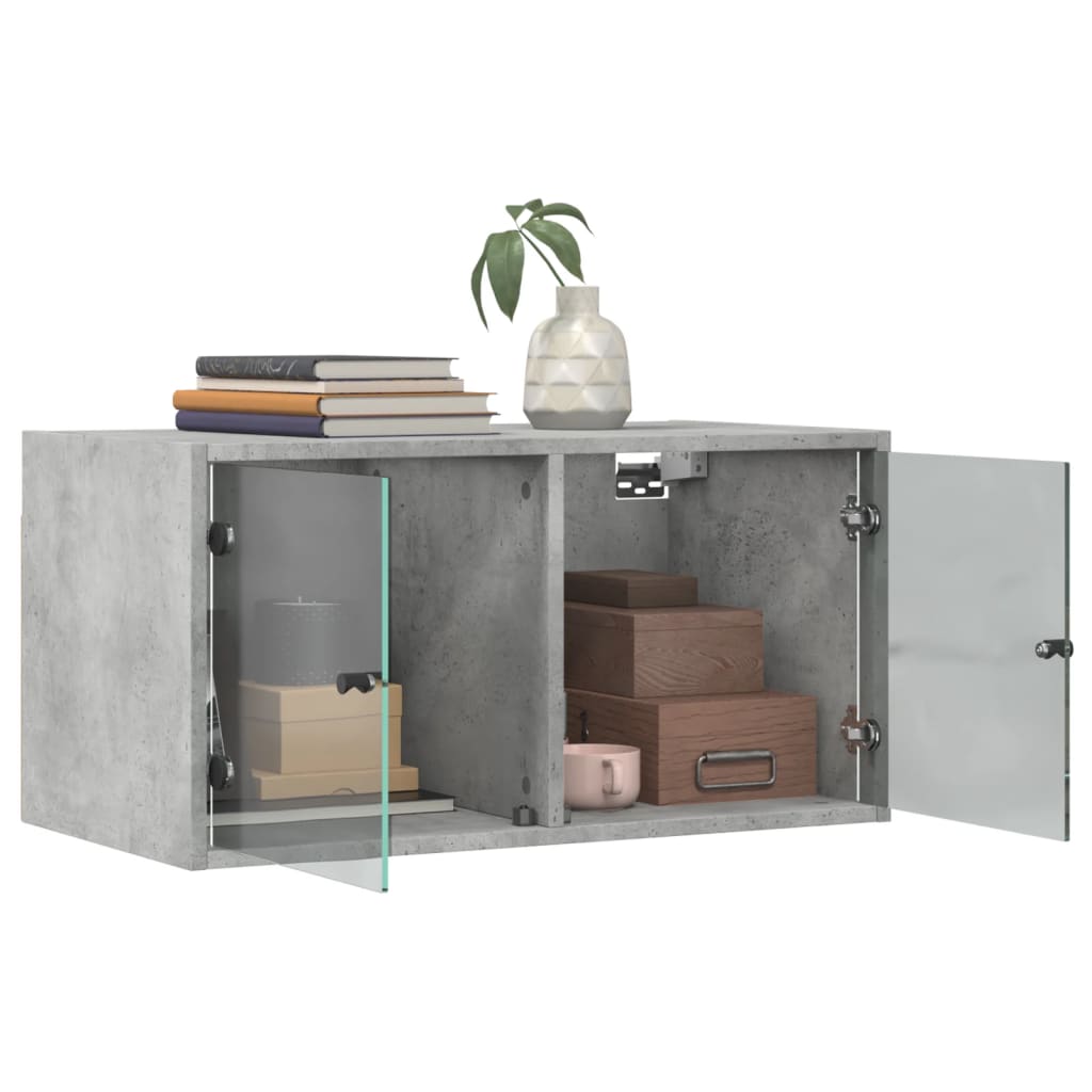 Wall cabinet with concrete gray glass doors 68.5x37x35 cm