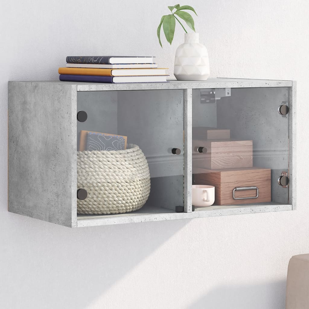 Wall cabinet with concrete gray glass doors 68.5x37x35 cm