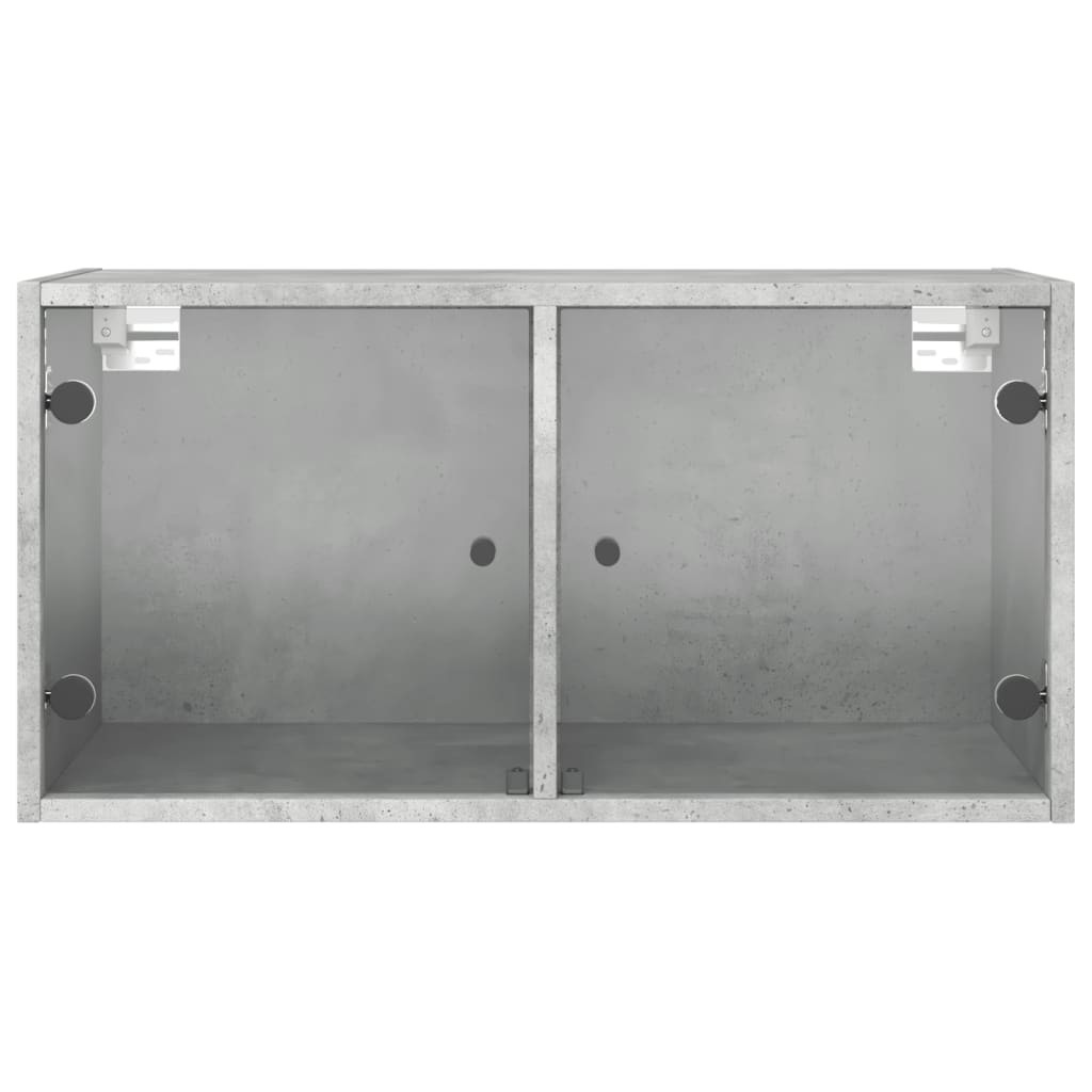 Wall cabinets and glass doors 2pcs Gray concrete 68.5x37x35cm
