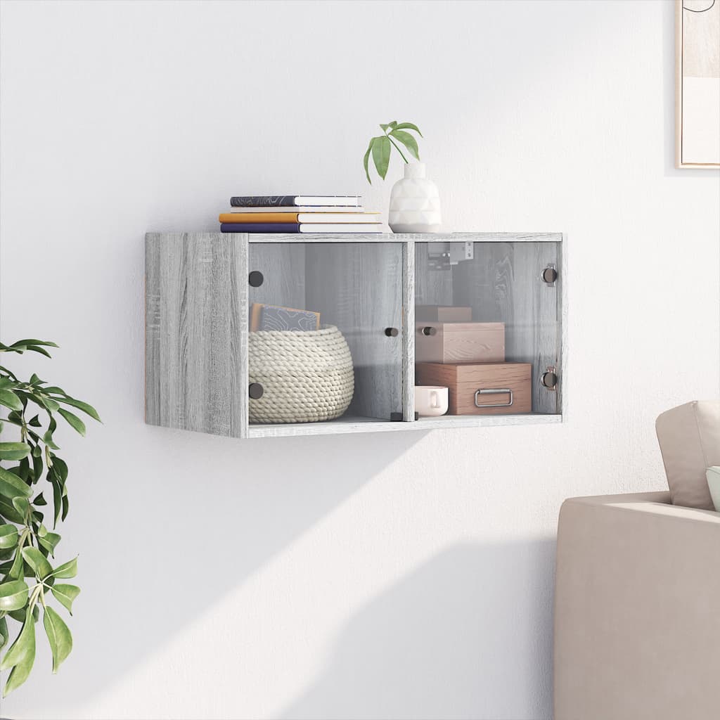 Wall cabinet with Gray Sonoma Glass Doors 68.5x37x35 cm
