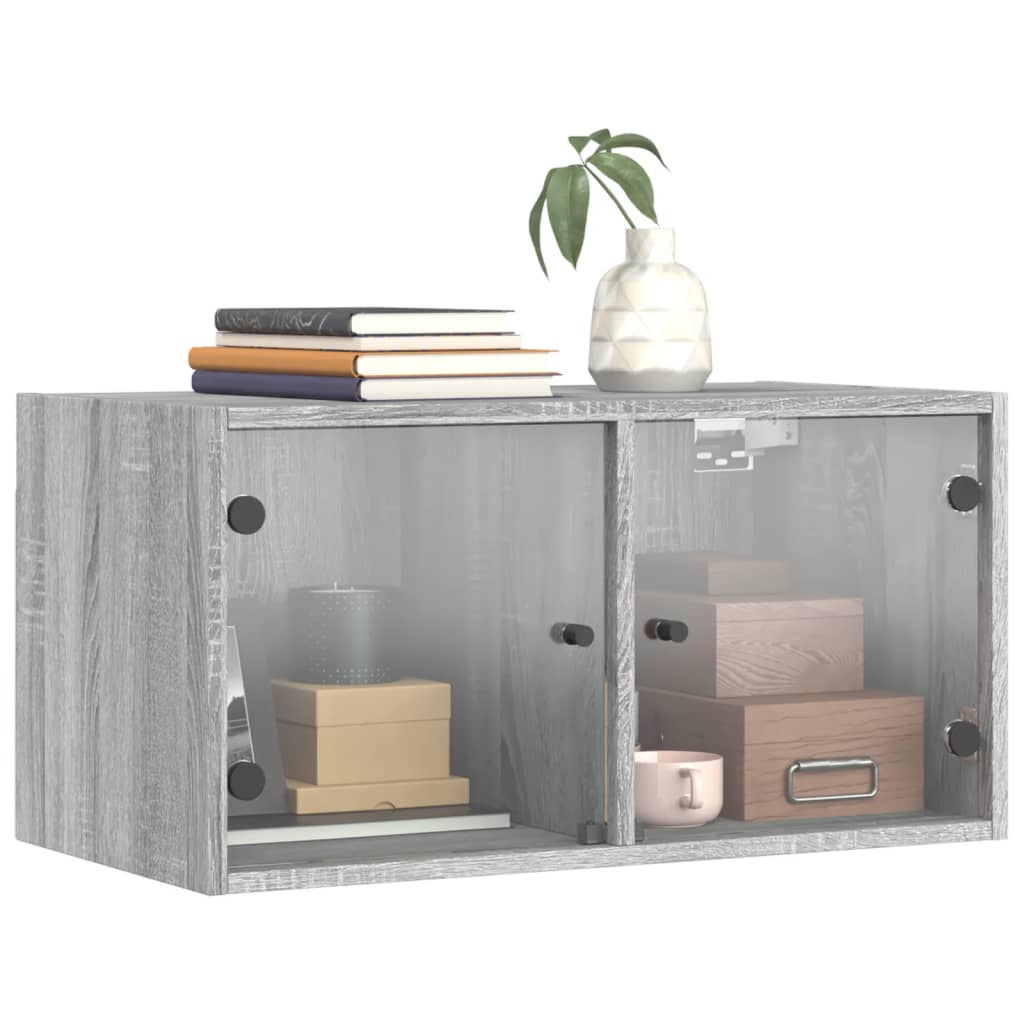 Wall cabinet with Gray Sonoma Glass Doors 68.5x37x35 cm