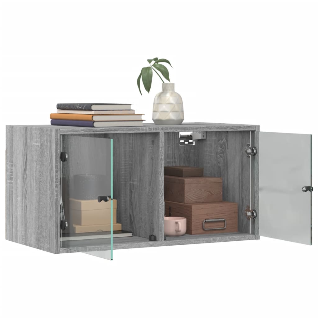 Wall cabinet with Gray Sonoma Glass Doors 68.5x37x35 cm